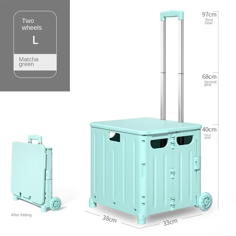 Outdoor Folding Shopping Cart Shopping Cart Household Storage Organizing Plastic Storage Box Picnic Trolley Camping Trolley