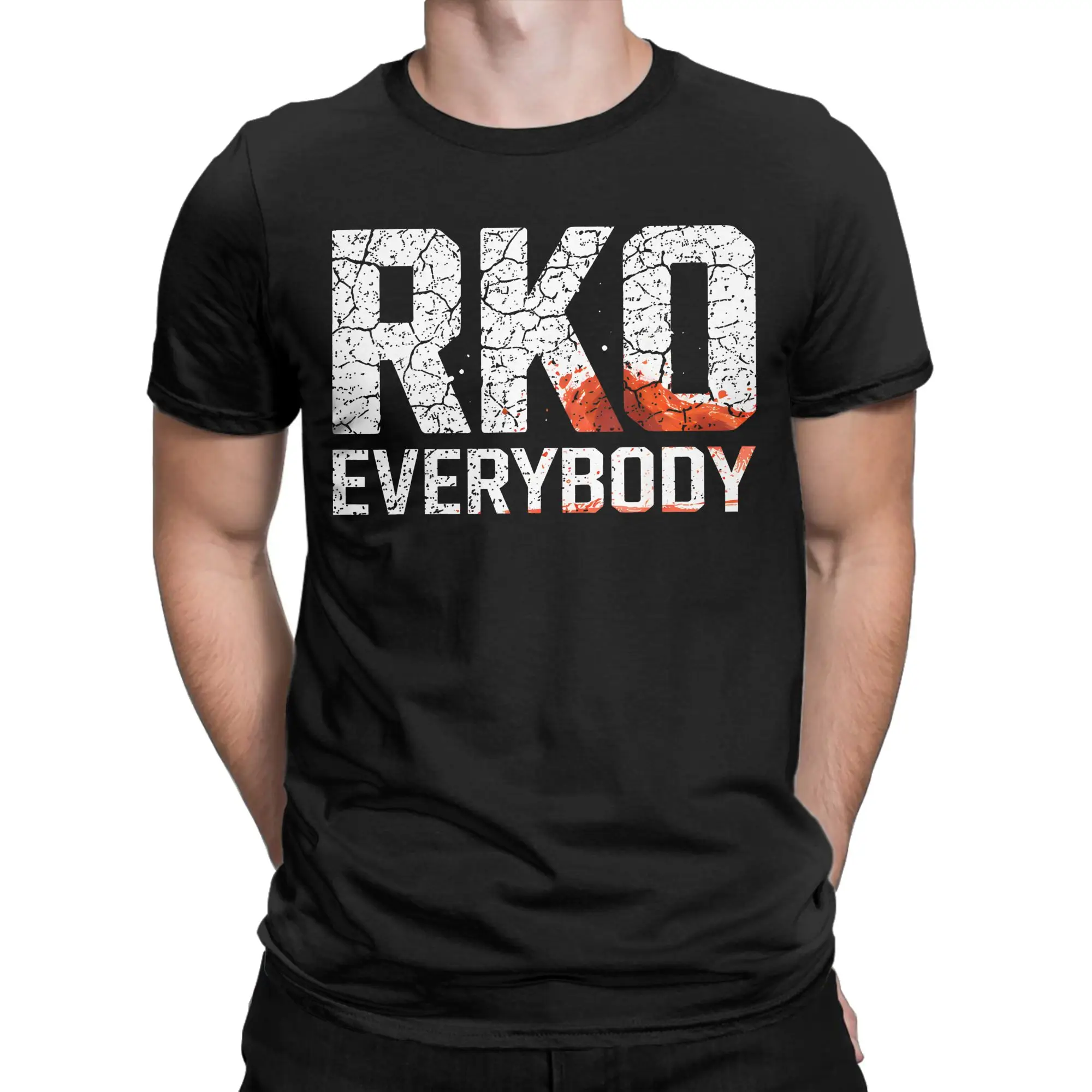 Harajuku Blood RKO Everybody Wrestling  Tshirt Men's Round Neck Short Sleeve Clothing  Cotton Summer Tops Shirts