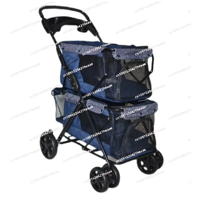 مناسبة لعربة قابلة للطي بعربة مزدوجة وحقيبة نقل للصدمات ذات أربع عجلات للسفر