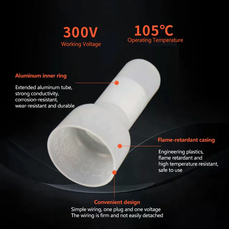 100/250개 나일론 절연 폐쇄형 크림프 단자 커넥터 22-16/16-14/12-10 게이지 크림프 캡 키트