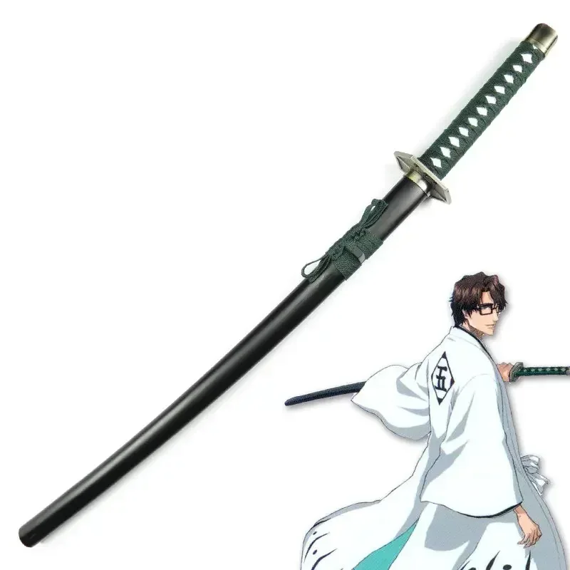 [Funny] 100cm Cosplay Anime Bleach Zanpakutou weapon Aizen Sousuke Kyoukasuigetsu Katana wooden Sword Costume party Anime show