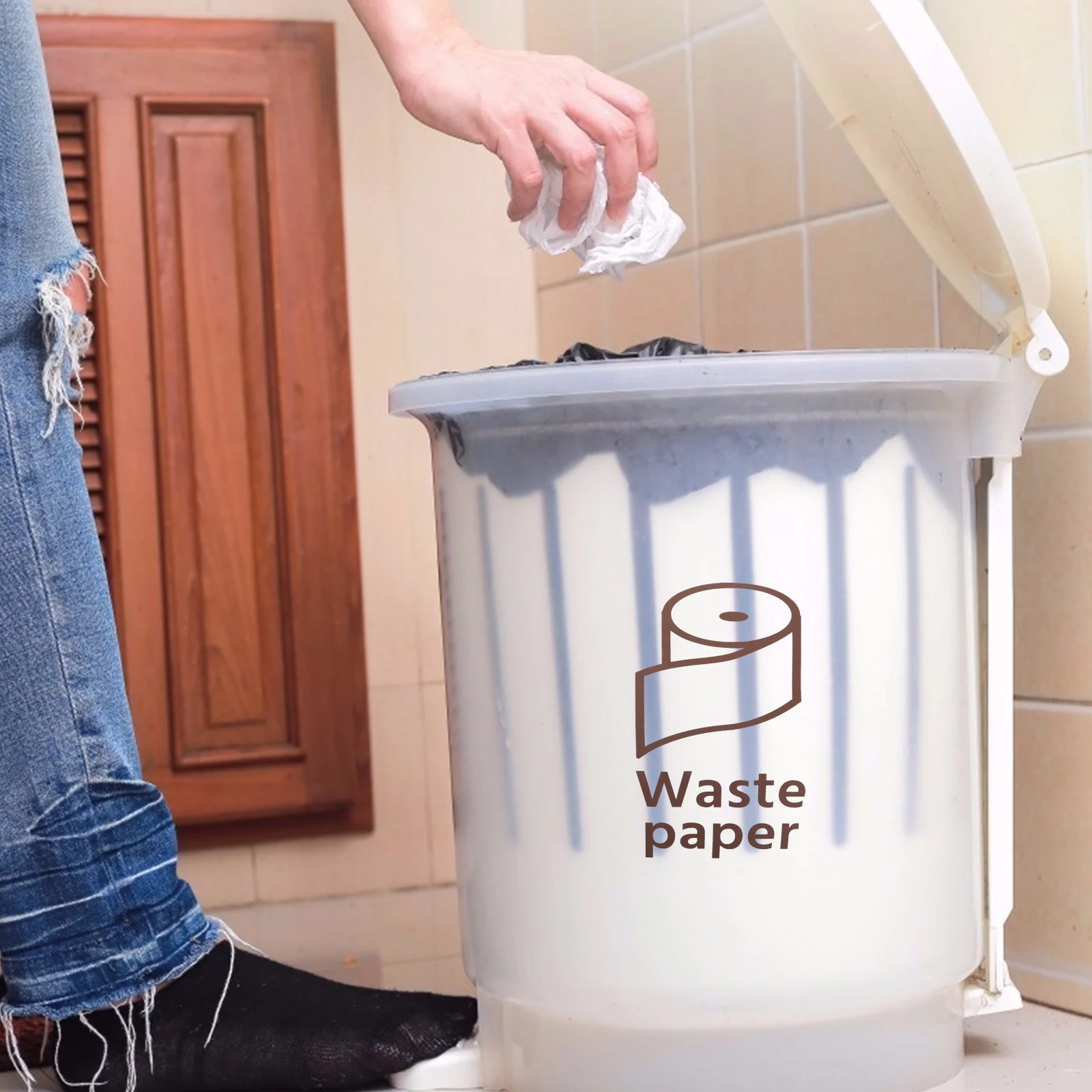 

5 Pcs Bin Garbage White Label Stickers Clear Can Small Adhesive Trash Sorting Waste