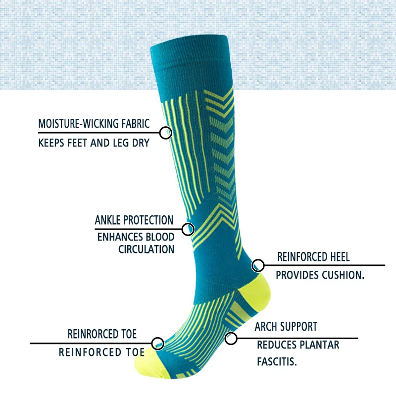 Breathable Nylon & Spandex Compression Socks, Graduated Support to Relieve Leg Fatigue & Swelling for All-Day Comfort view 3