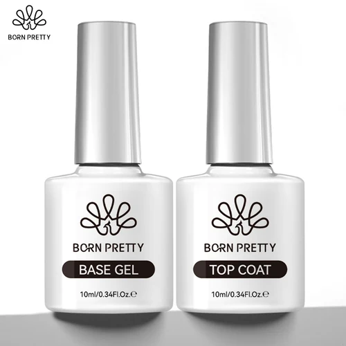 BORN PRETTY 2 uds Gel Base Super Top Coat Gel Polish Set Color blanco negro Gel Varnis semipermanente Soak Off UV LED Gel para uñas