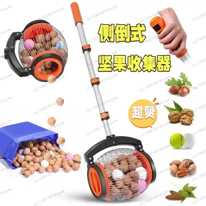 Nut Collector Tool Garden Rolling Nut Gatherer Telescopic Multifunctional Acorn Picker Upper Roller for Pecans Walnuts Outdoor