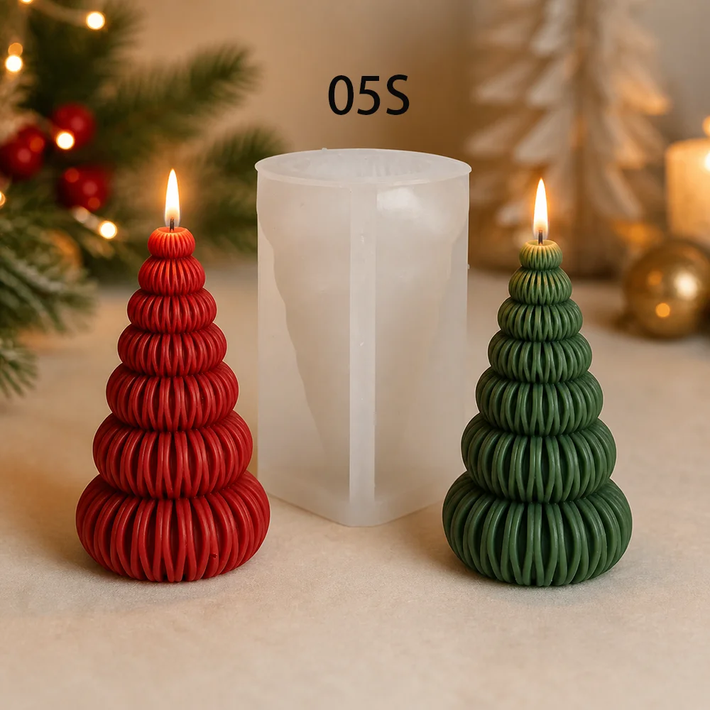DIY Christmas Tree Silicone Mold Christmas Decoration Scented Candle Soap Resin Mold Handmade 3D Xmas Tree Crafts Making Molds