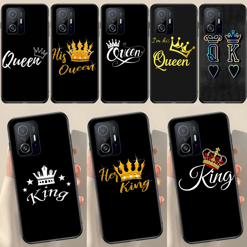 Crown QUEEN & KING Couples For POCO X5 X3 F5 Pro X4 F4 GT M5s C40 F3 Case For Xiaomi 13 Lite 12 11T 12T Pro 12X Cover