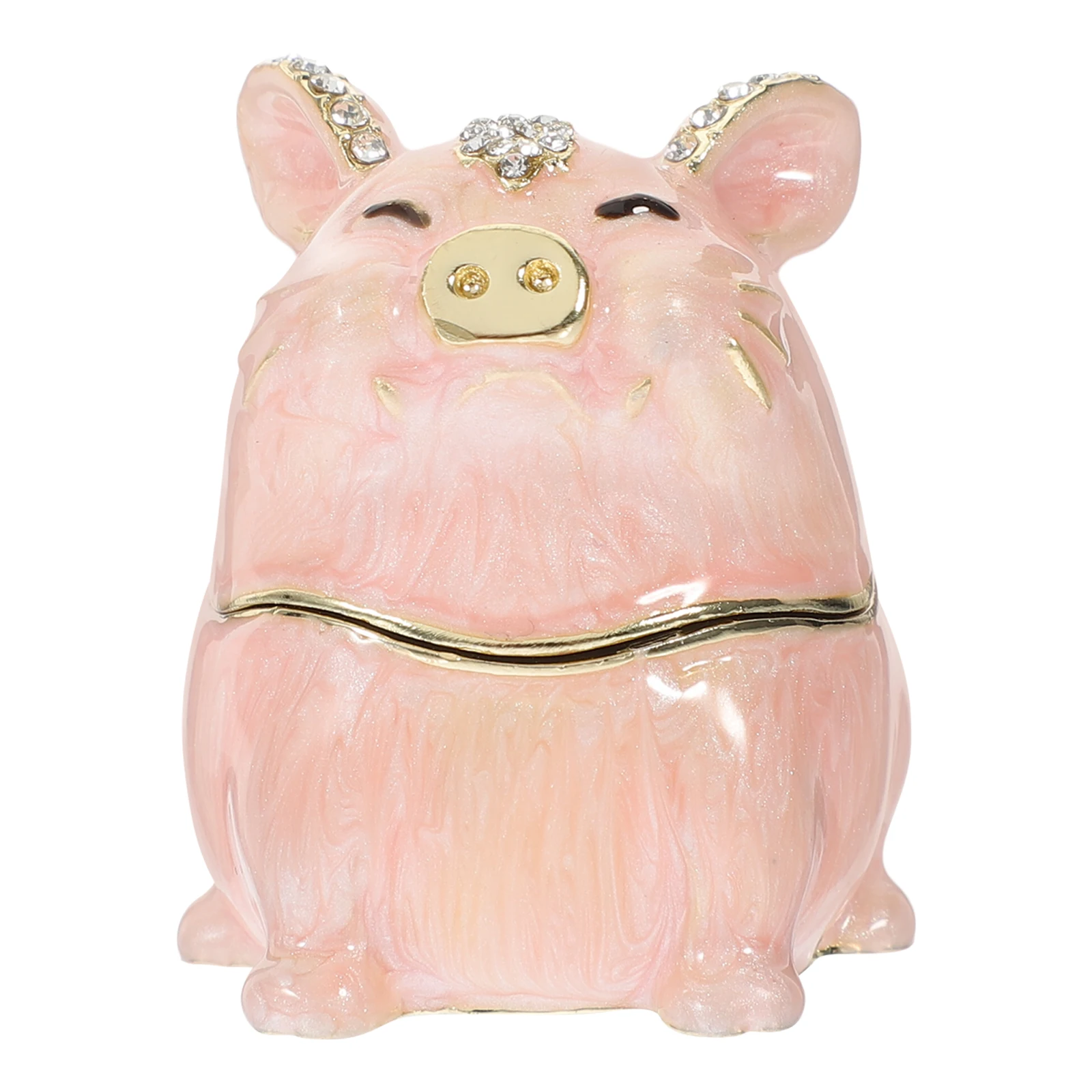 

Mini Zinc Alloy Enamel Pig Jewelry Box Pink Storage Container Home Decor Display Accessory Durable Valentine Gift Packaging