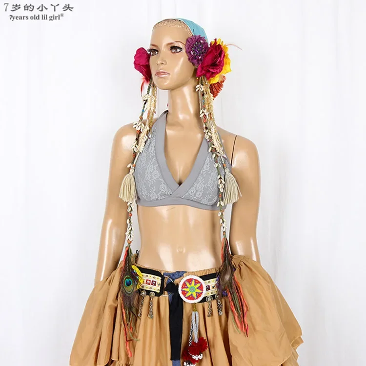 Belly dance top fusion tribal style narrow-brimmed bra stage performance