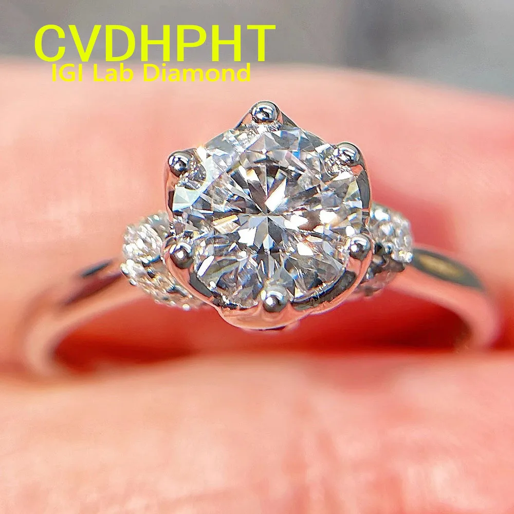 

Идеальное кольцо 1 2 3 4 карата из настоящего твердого белого золота 18 карат, выращенное в лаборатории кольцо с димодом IGI круглой формы D VS1, свадебное обручальное кольцо ﻿