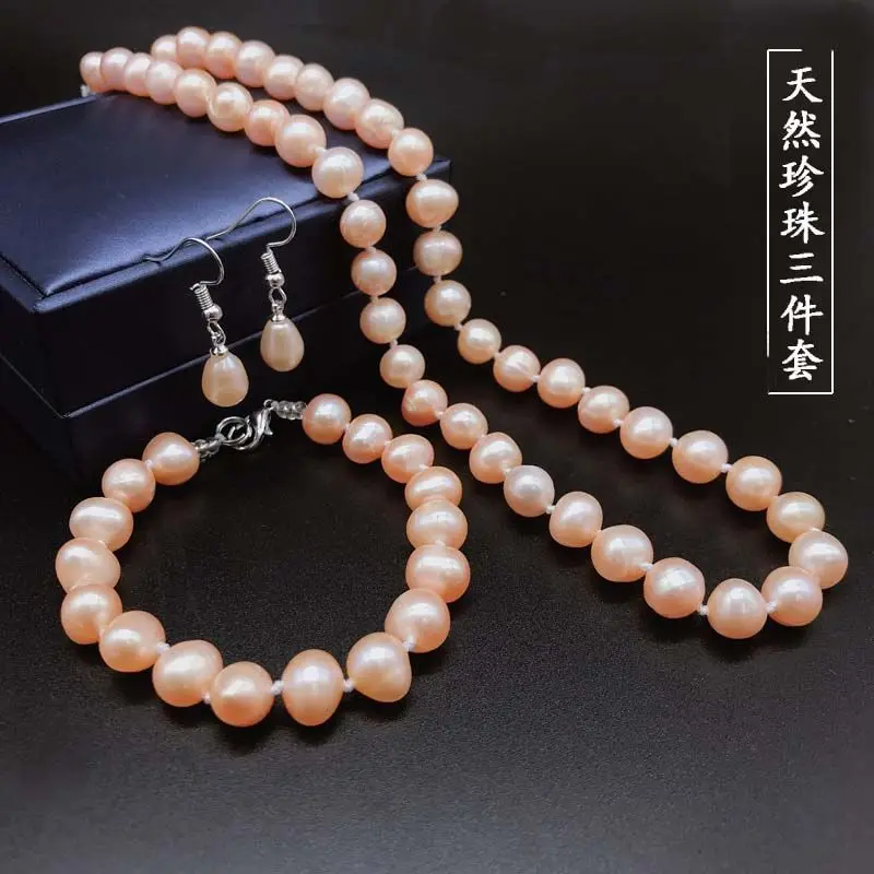 Natural Pearl Necklace Women Bracelet High Quality 100% Real Pearl Necklace Near Round Beads Mother's Day Good Luck Gift for Mom