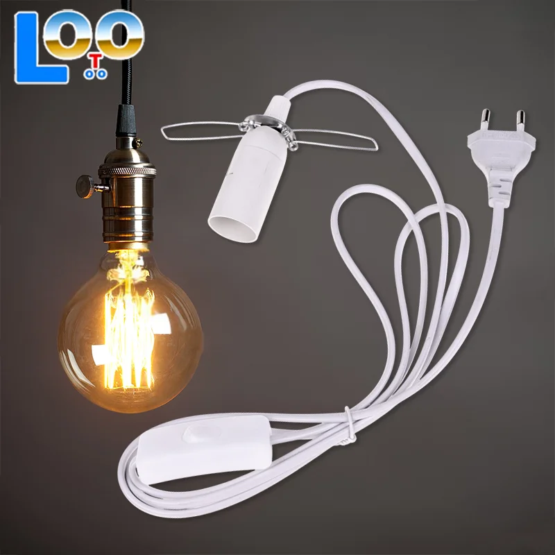 Вилка европейского стандарта E14, держатель для подвесного светильника, цоколь для лампочек с проводом переключателя, кабель питания 1,55 м для подвесного светильника, подвесной светильник