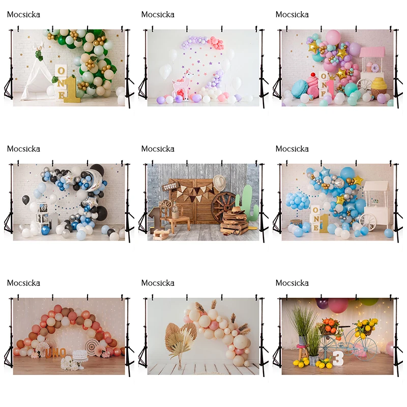 Mocsicka Newborn 1st Birthday Party Cake Smash Background Photography Boy Girl Balloon Decoration Studio Photo Prop Photozone
