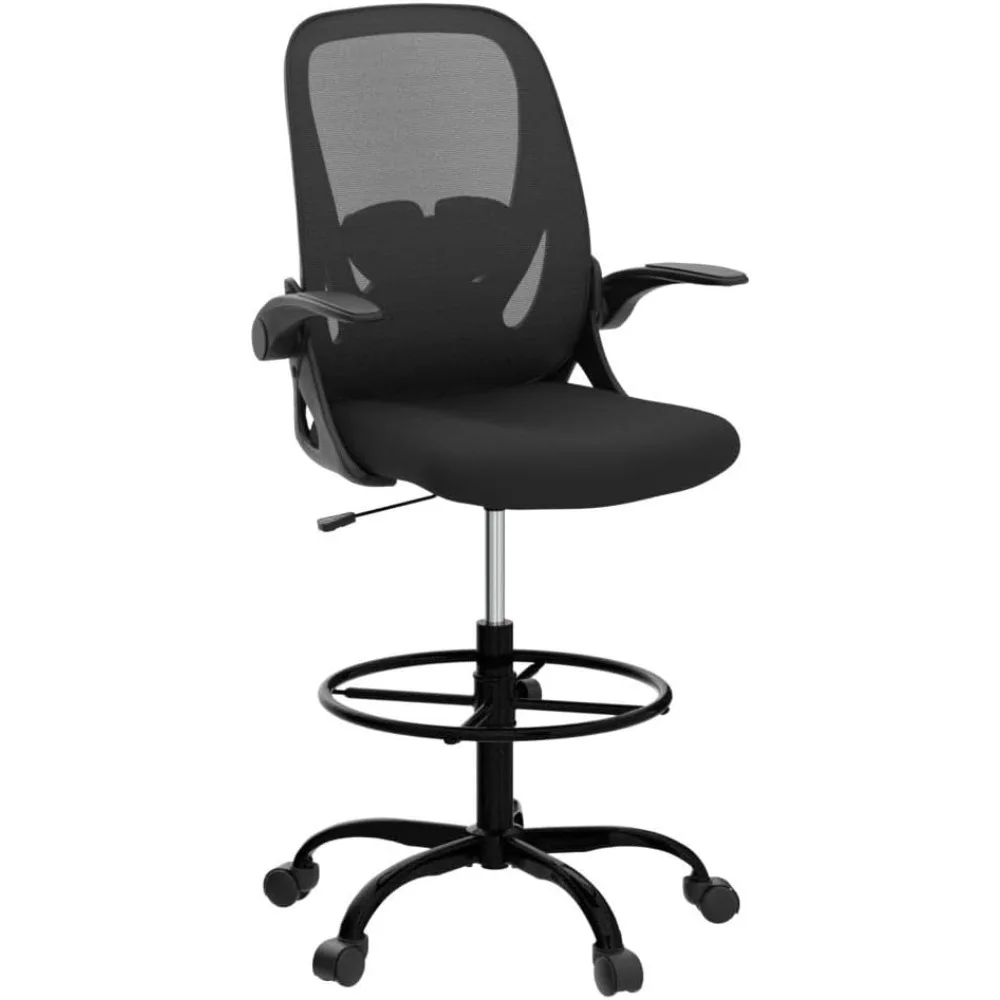 

Drafting Chair Tall Office Chair with Flip-up Armrests Executive Ergonomic Computer Standing Desk Chair with Lumbar Suppor