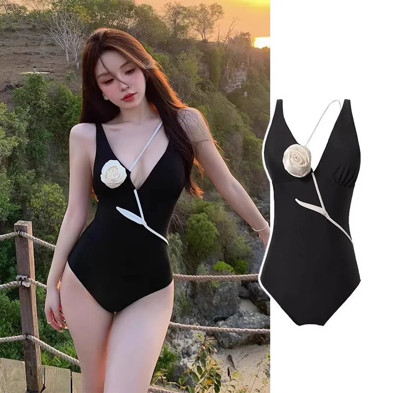 2025 New One-piece Swimsuit Women's Sexy Slim and Thin Meat Sling Spice Girl Premium Hot Spring Swimsuit Bikini Set
