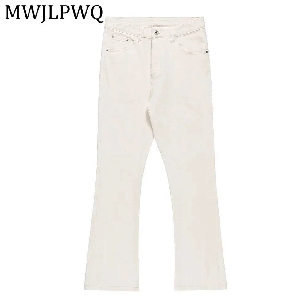

MWJLPWQ Tide American Style Flared Men's Jeans High-End Hip-Hop Solid Color Niche Slimming Casual Long Pants Spring Autumn 21937