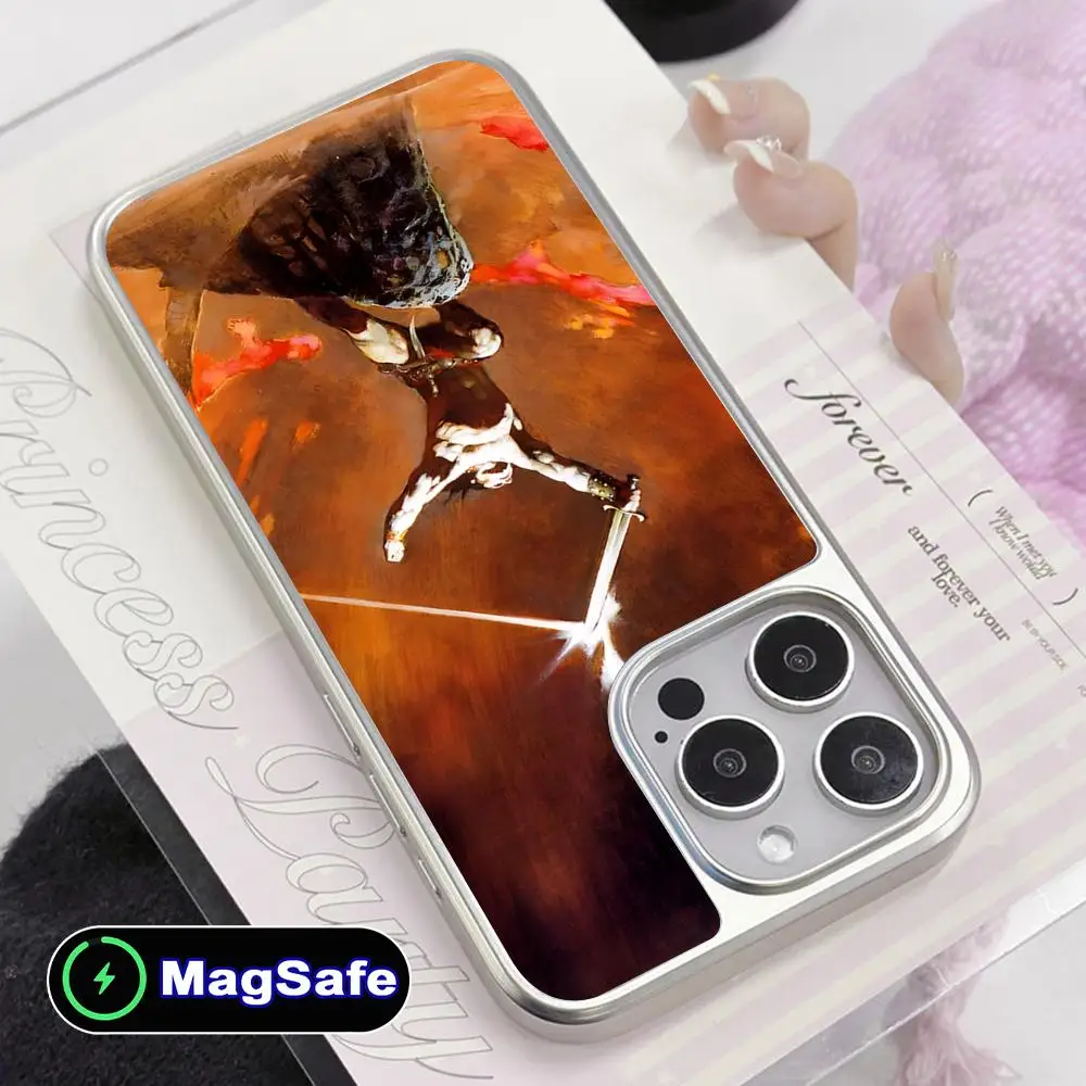 

Чехол для мобильного телефона Frank Frazetta Manga с серебряным покрытием Magsafe для iPhone 17 16 15 14 13 12 11 Air Pro Max Plus, цветной чехол