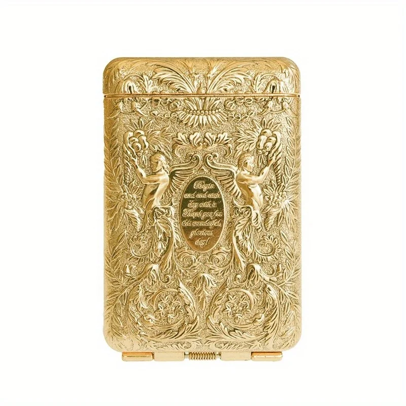 Retro Hand-carved Metal Cigarette Case for 14 Cigarettes Portable Pocket Tobacco Case Cigarette Holder Storage Box Smoking Tools