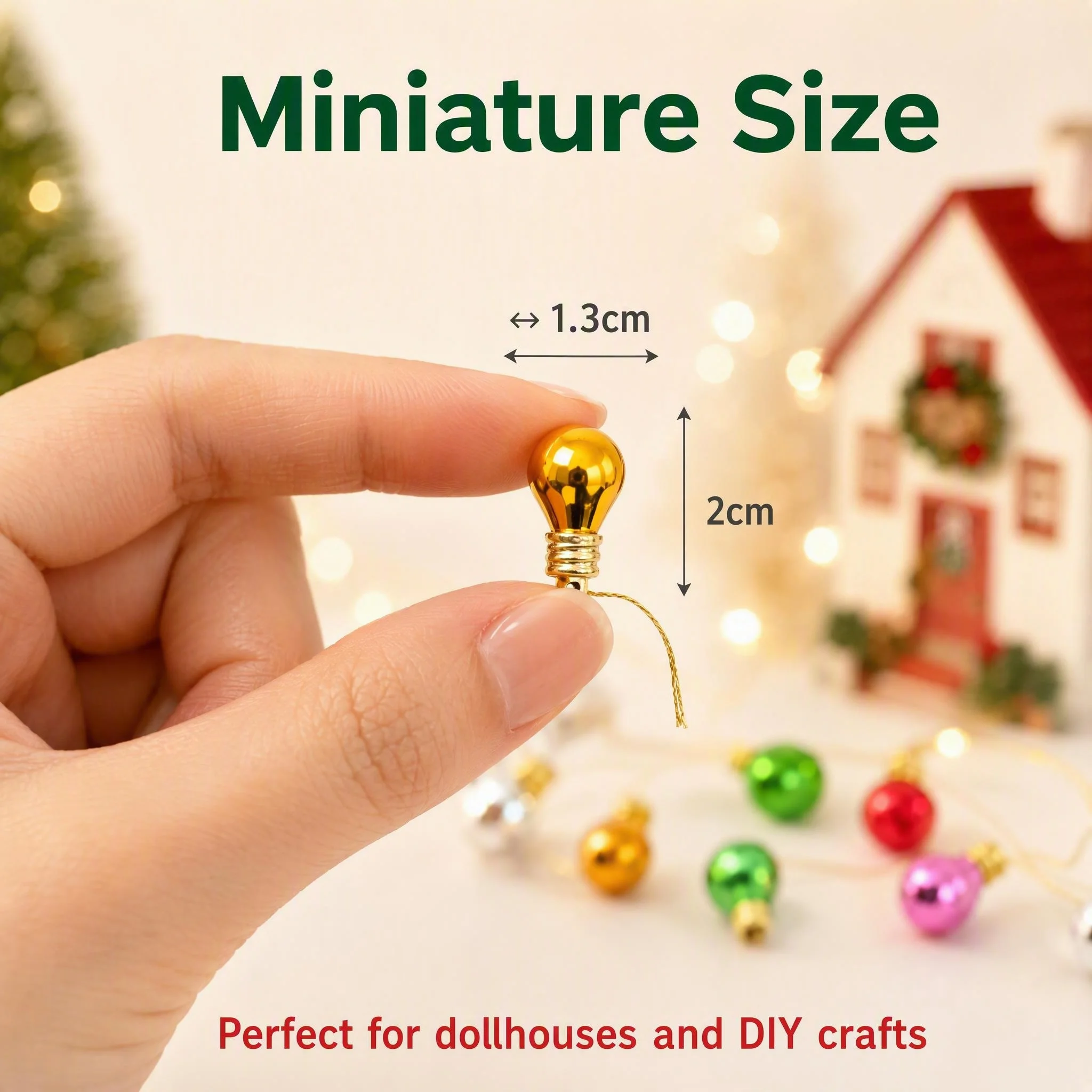 Mini Colored Electroplated Light String Doll House Christmas DIY Decoration Golden Metal Wire Garland for Miniature Scenes Handm
