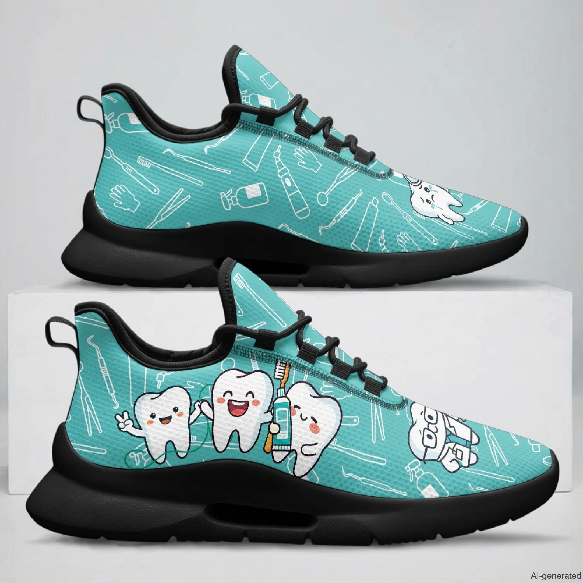XIXIRIMIDO Tenis Feminino Lace-up Casual Shoes Nurse Sneakers Cartoon Teeth Man Shoes Women's Sneakers and Casual Shoes 35-48