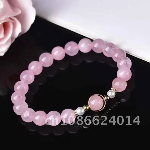 

Natural Rose Quartz Stone Bracelets Wholesale Handmade Beaded Polished Healing Stone Energy Stone For Women Increase Charm Gift