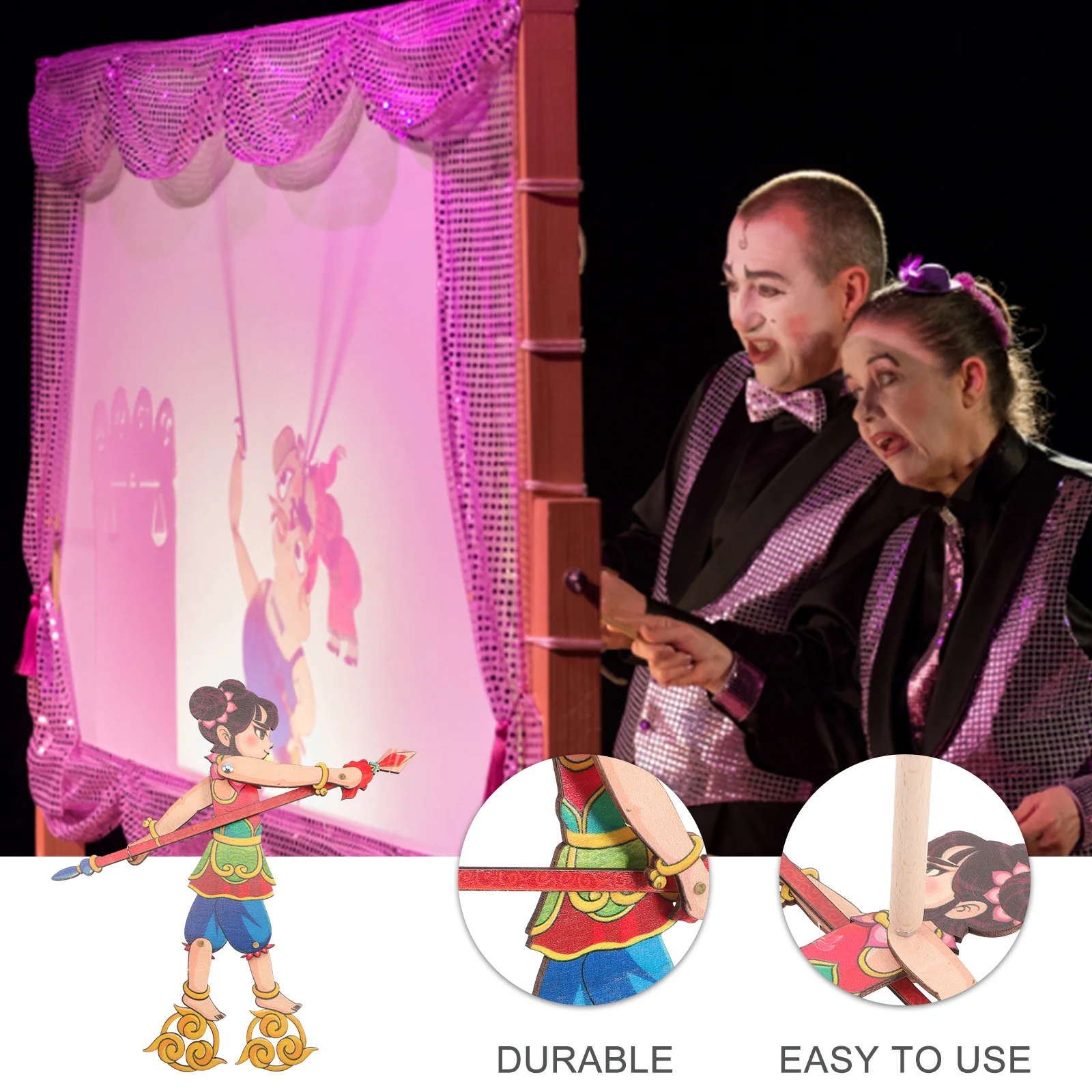 مجموعة الدمى الخشبية ذات الظل الصيني DIY لمركز التعليم المبكر لرياض الأطفال فئة العمل التجميلي #4