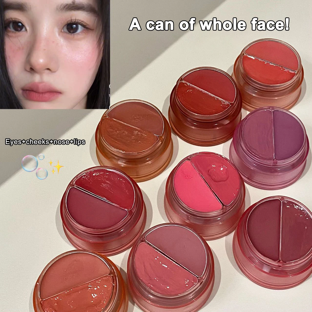 Enlatado lama labial blush creme rosto blush hidratante sombreamento batom bochecha matiz duradouro lipgloss maquiagem original blush paleta