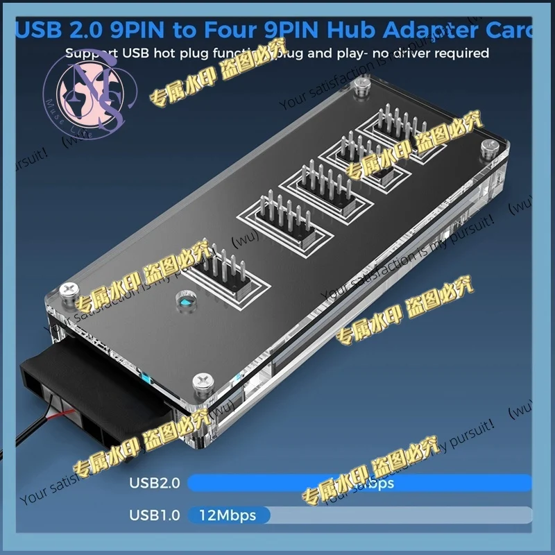 Durable, new, 9-pin USB splitter for main board with SATA power supply