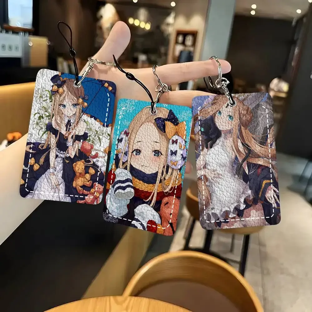 Abigail Williams Anime Game Fate Grand Order Card Case Keychain Access Card Bag Key Tag Ring Leather Card Holder Key Ring Access