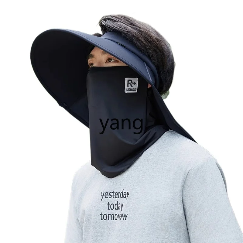 

LMM summer UV protection large brim cover face empty top sun protection hat outdoor sports riding