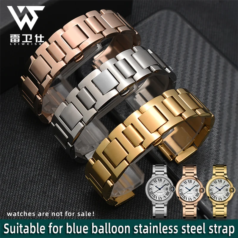 

14-8mm 16-8mm 18-11mm 20-12mm 22-14mm Convex women men Stainless steel Watchband For Cartier Blue Balloon Watch Strap Bracelet