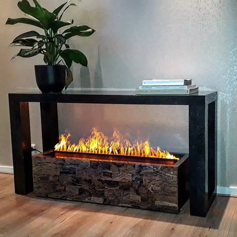 

Modern Freestanding 750mm Auto-Filling Steam Fireplace Dual LED Flame Design HomeKit Support Electric CE/TUV Metal