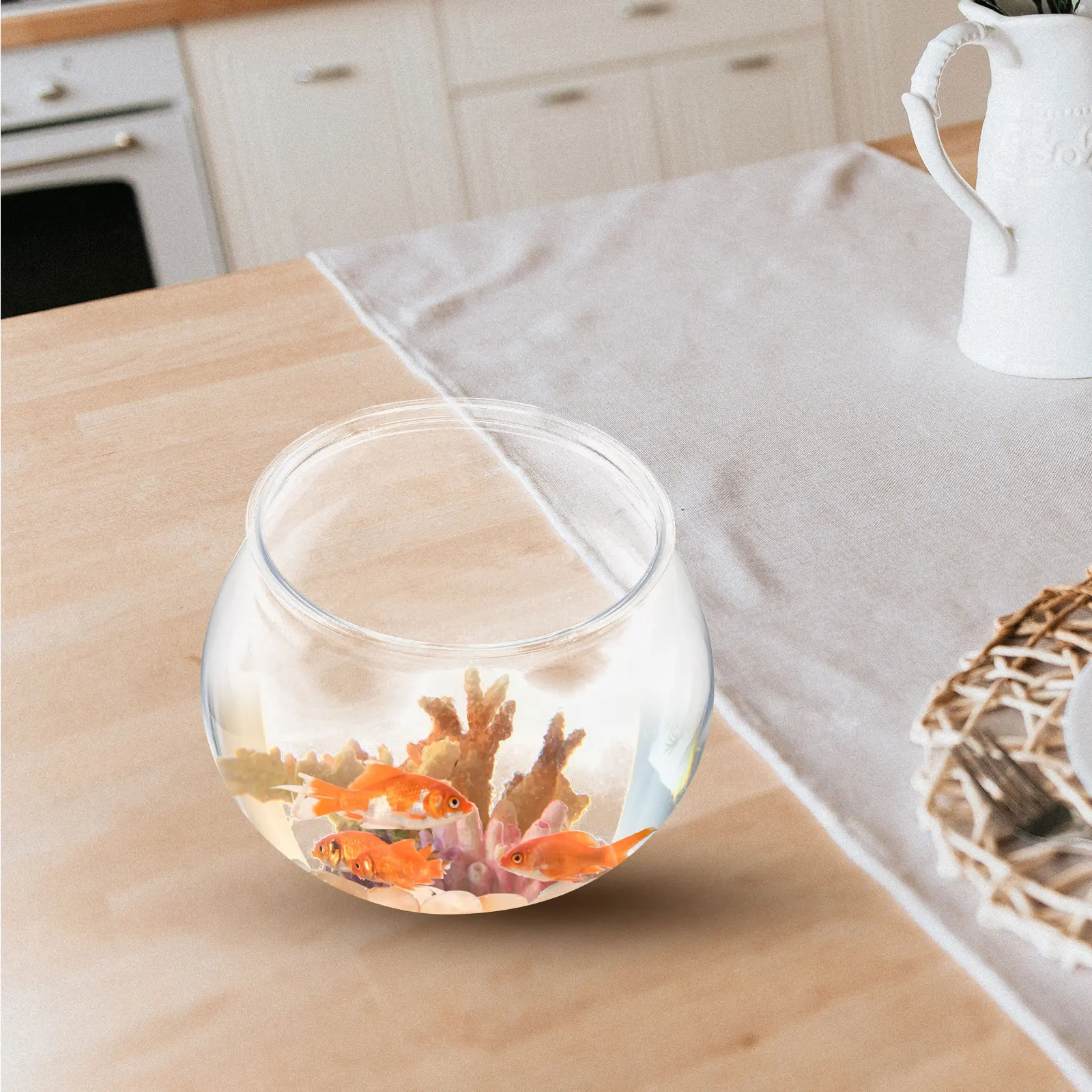 

3 Pcs Small Fish Tank on The Table Desktop Clear Plastic Betta Container Household Practical Pet Aquariums Bowls