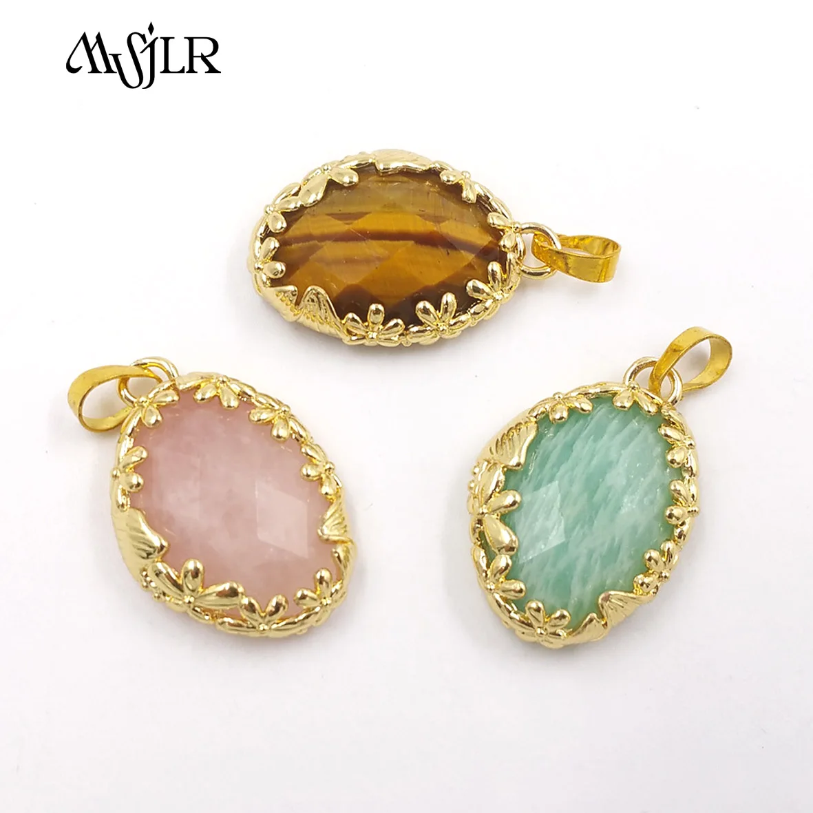 SP-009  2023 Retro Style Natual Stone Pendan Oval Shape Pendant Cute Design Jewelry Women Accessory New