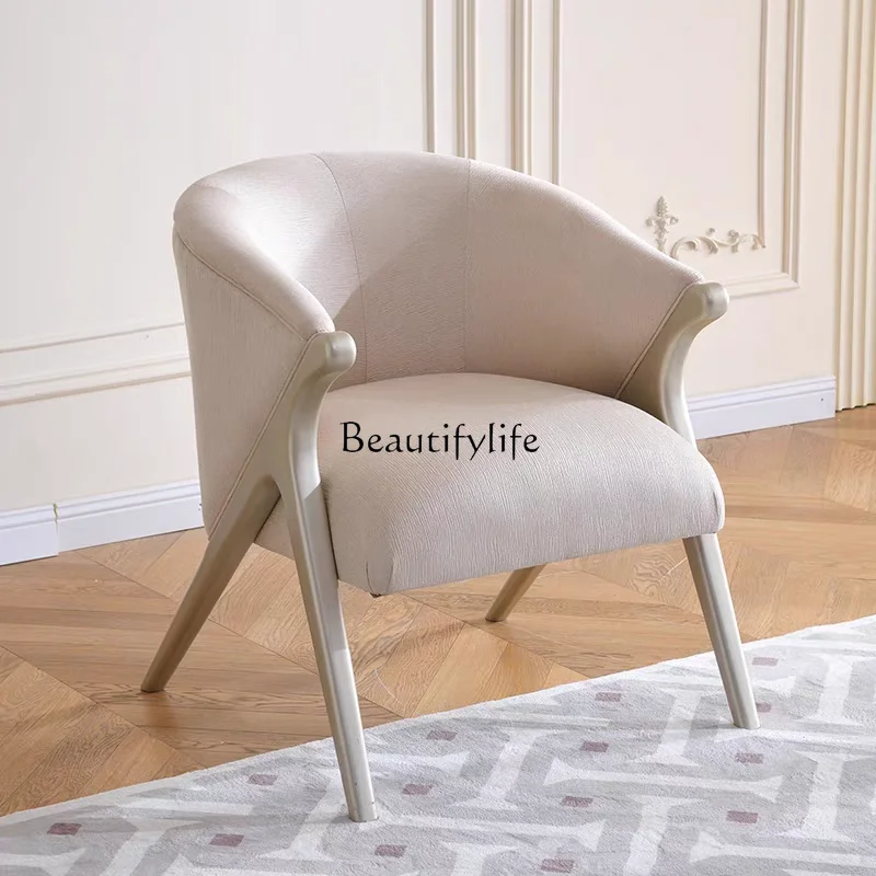 

Light luxury simple living room home leisure chair fabric soft bag backrest solid wood single chair