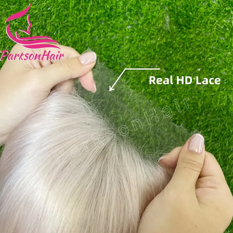 باروكة شعر بشري بلون بلاتيني عالي الدقة 100% مستقيمة 60 #   13x4 الدانتيل السويسري شعر مستعار أمامي كامل الرماد شقراء الشعر المستعار الإنسان للنساء