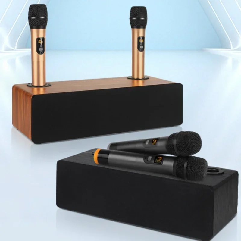 Subwoofer HIFI Home Theater High Power TV/PC Wooden Karaoke System KTV Audio Microphone All-in-one Machine Bluetooth Speakers