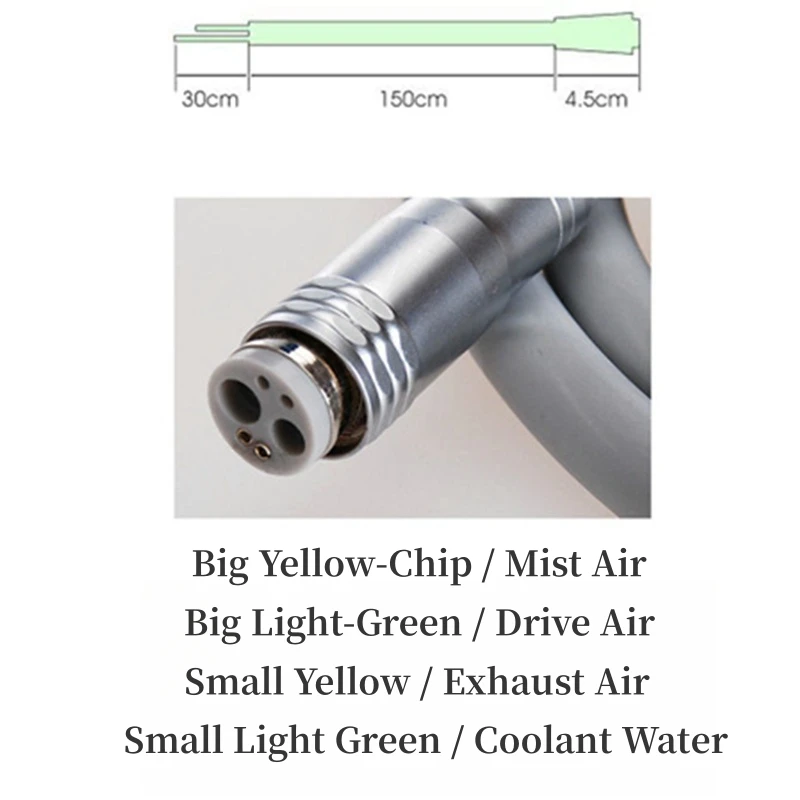 Dental Handpiece Tube for Dental Air Turbine with Connector Dentistry Chair Tube Converter for High/Low Speed Handpiece