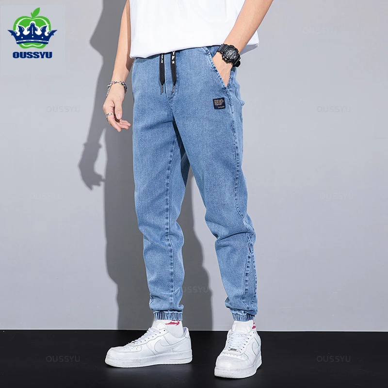 

Four Seasons Blue Cargo Jeans Men Streetwear Denim Jogger Pants Baggy Harem Jean Trousers Male Oversize Large size4 5 6 7XL 8XL