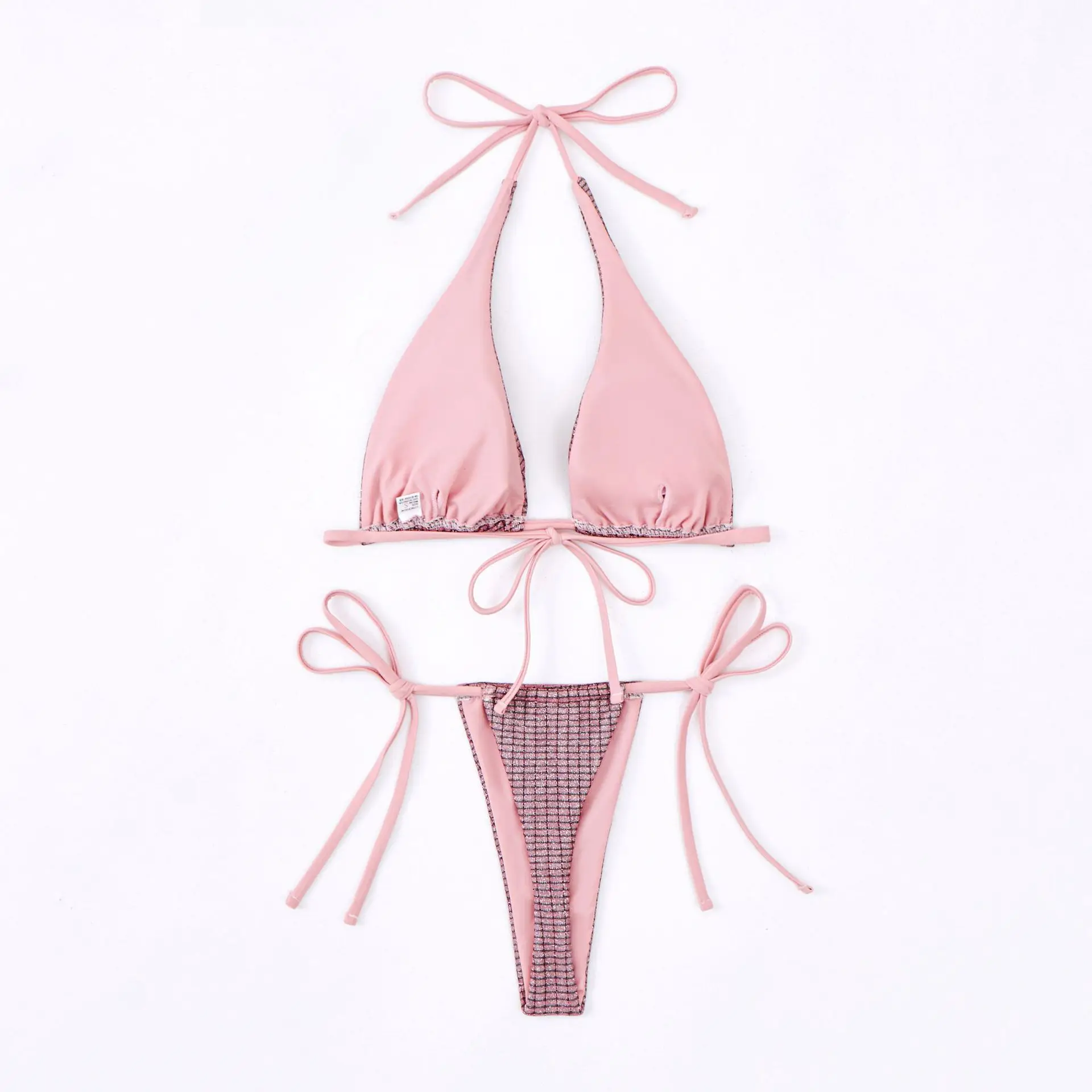 Sexy brokatowy halter triangle micro mini bikinis zestawy dwuczęściowy kostium kąpielowy damskie stringi stroje kąpielowe biquini