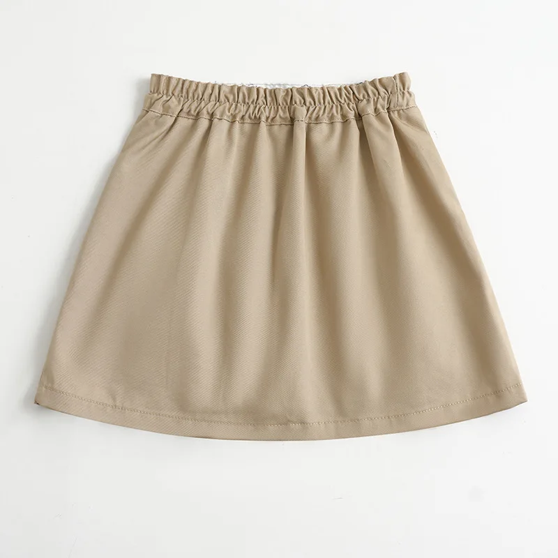 New Summer Mini Skirt for Kids Girls Casual Teenage Khaki Tutu Skirts Solid Color Teenage School Khaki Miniskirt 2-16 Years