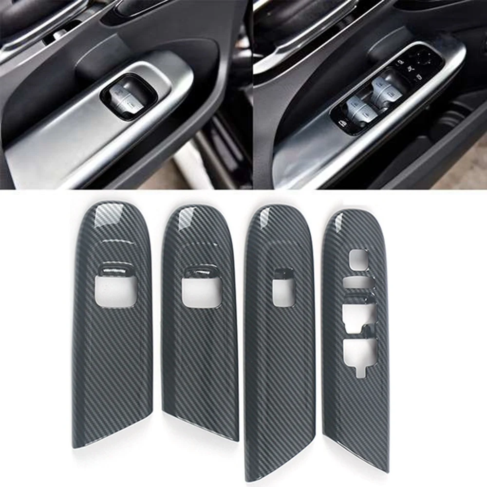 For Mercedes-Benz C-Class W206 C260 2022 Window Control Panel Glass Lift Switch Cover Trim Carbon Fiber ABS