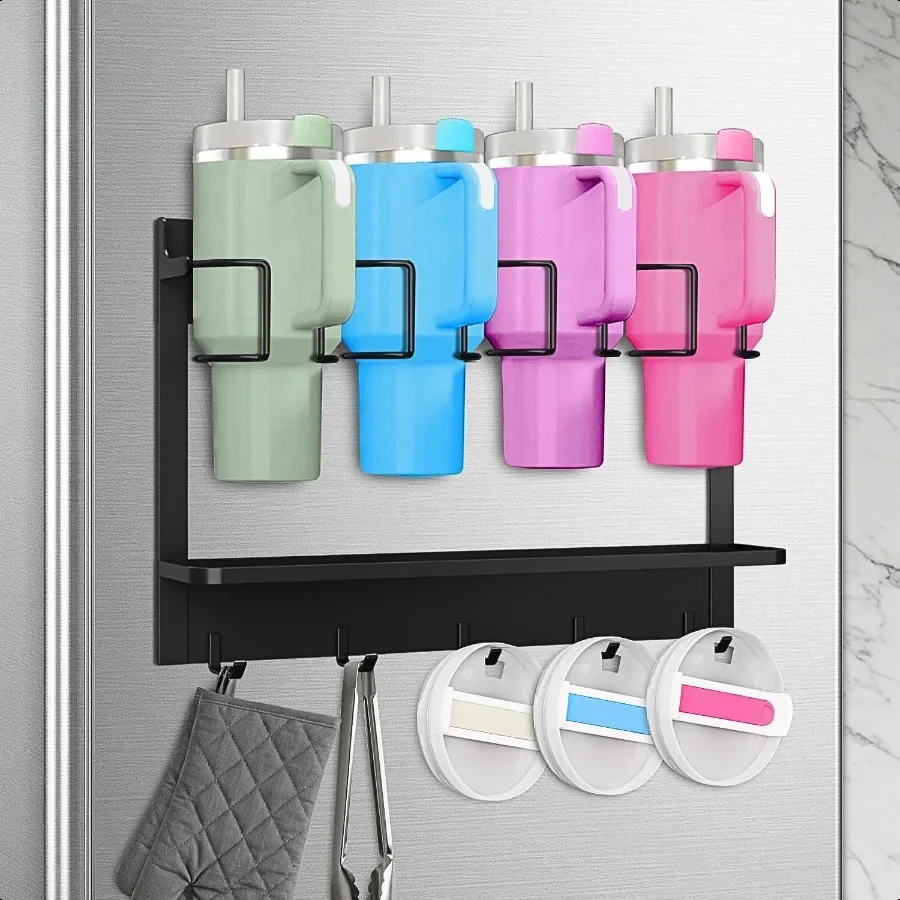 

Water Bottle Organizer for Cup Accories 20 30 40 oz Fridge Magnetic and Wall Mount Tumbler Holder Organizer Kitchen Water Bott