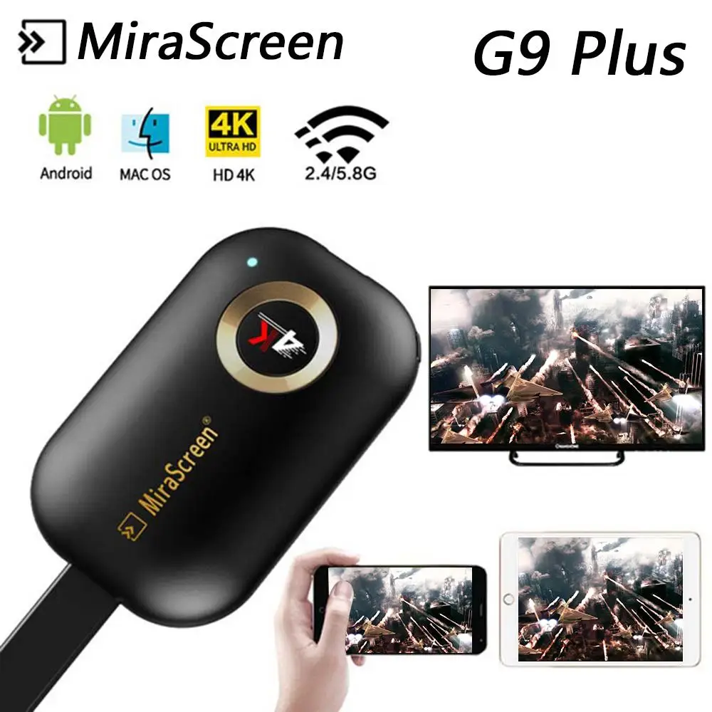 Mirascreen G9 Plus 2.4G/5G 4K Miracast Wifi for DLNA AirPlay TV Stick Wifi Display Dongle Receiver for IOS Android windows