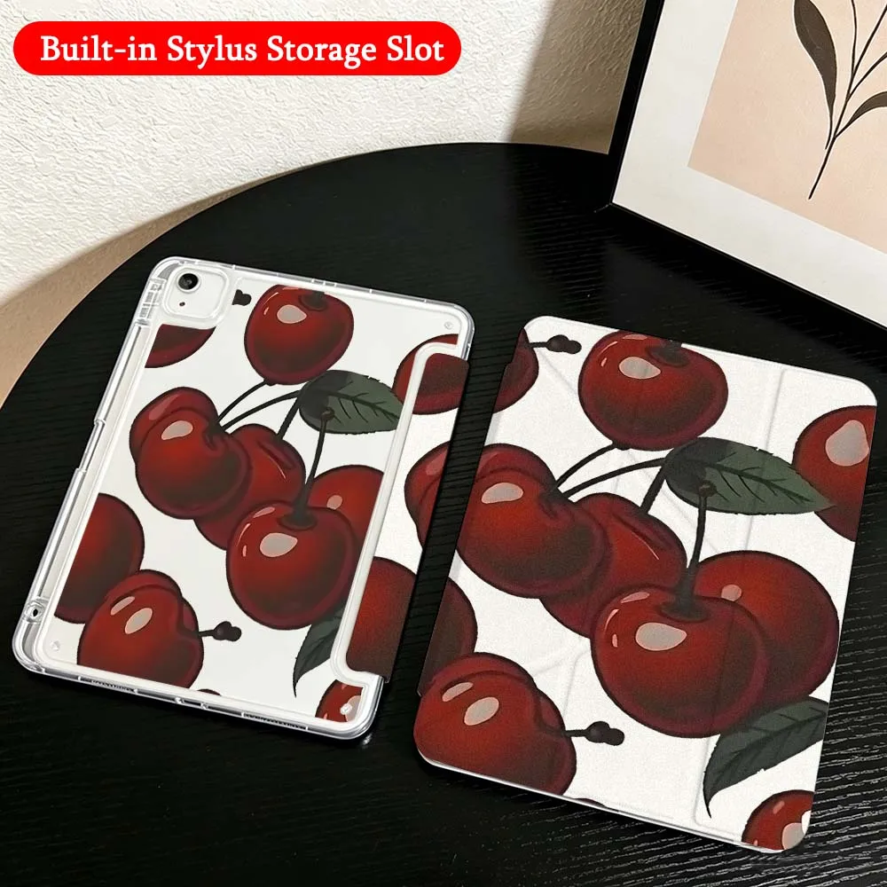 

Fresh Fruit Pattern Art For iPad Mini Pro Air 5 6 7 8 9 10th 11th 11 9.7 10.9 13 inch Transparent Y-Shaped Folding Tablet Case