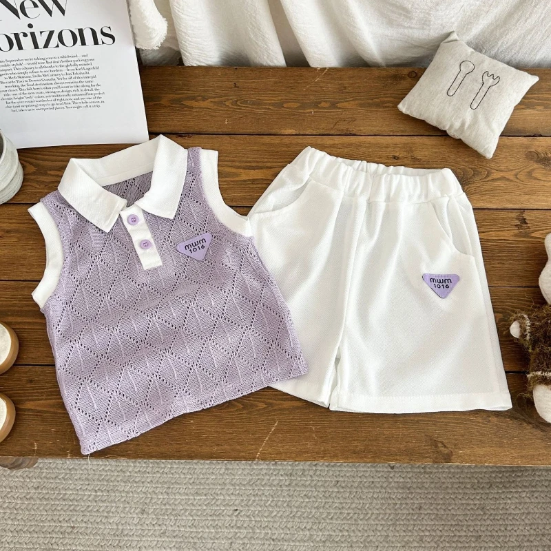 New Summer Baby Boys Clothes Children Girls Sleeveless Vest Shorts 2Pcs/Set Kids Clothing Set Infant Costume Toddler Tracksuits