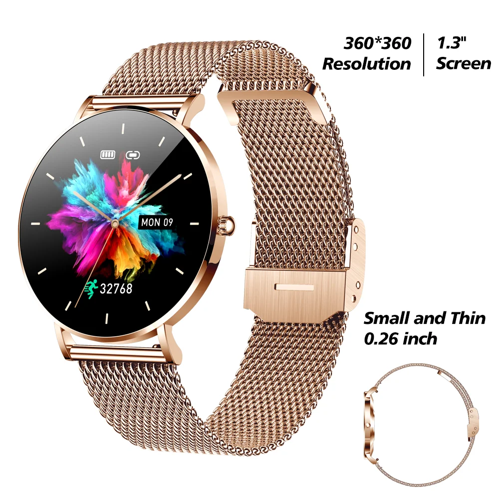 Ultra-thin Steel T8 Smartwatch AMOLED Sports Smart Watch For Women Female Period Bluetooth Call Health Monitor For Smartphone