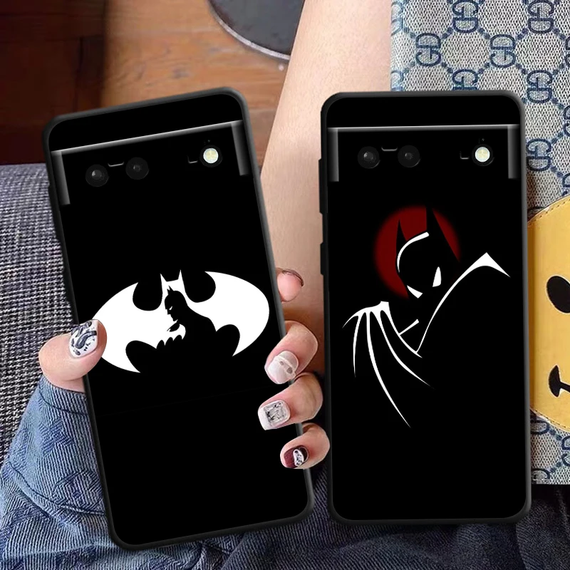 Custodia per telefono supereroe Black Batman per Google Pixel 9 8 7 Pro 6 Pro 6A 5A 5 4 4A XL 5G Cover morbida nera Fundas