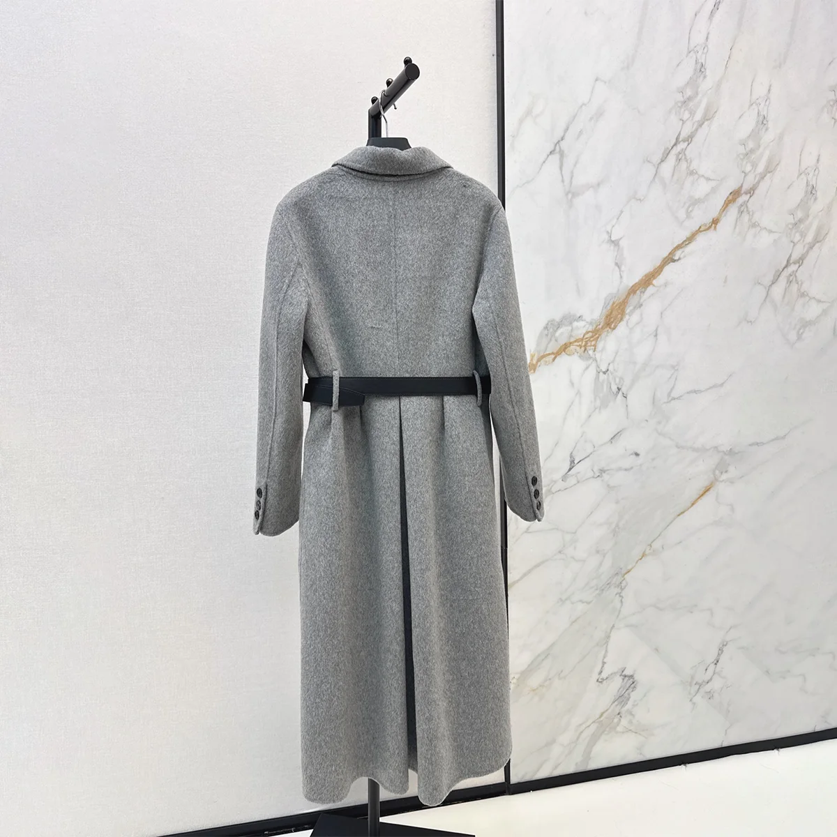 2026 High quality women's suit collar, waistband, waist cinching, long imitation double-sided woolen coat--hb812