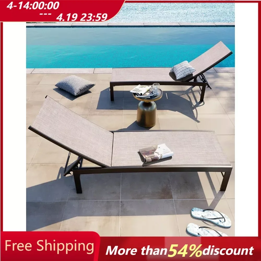 

Outdoor Chaise Lounge Chair,2 Lounge Chairs Aluminum Adjustable ,Outdoor Chaise Lounge Chair